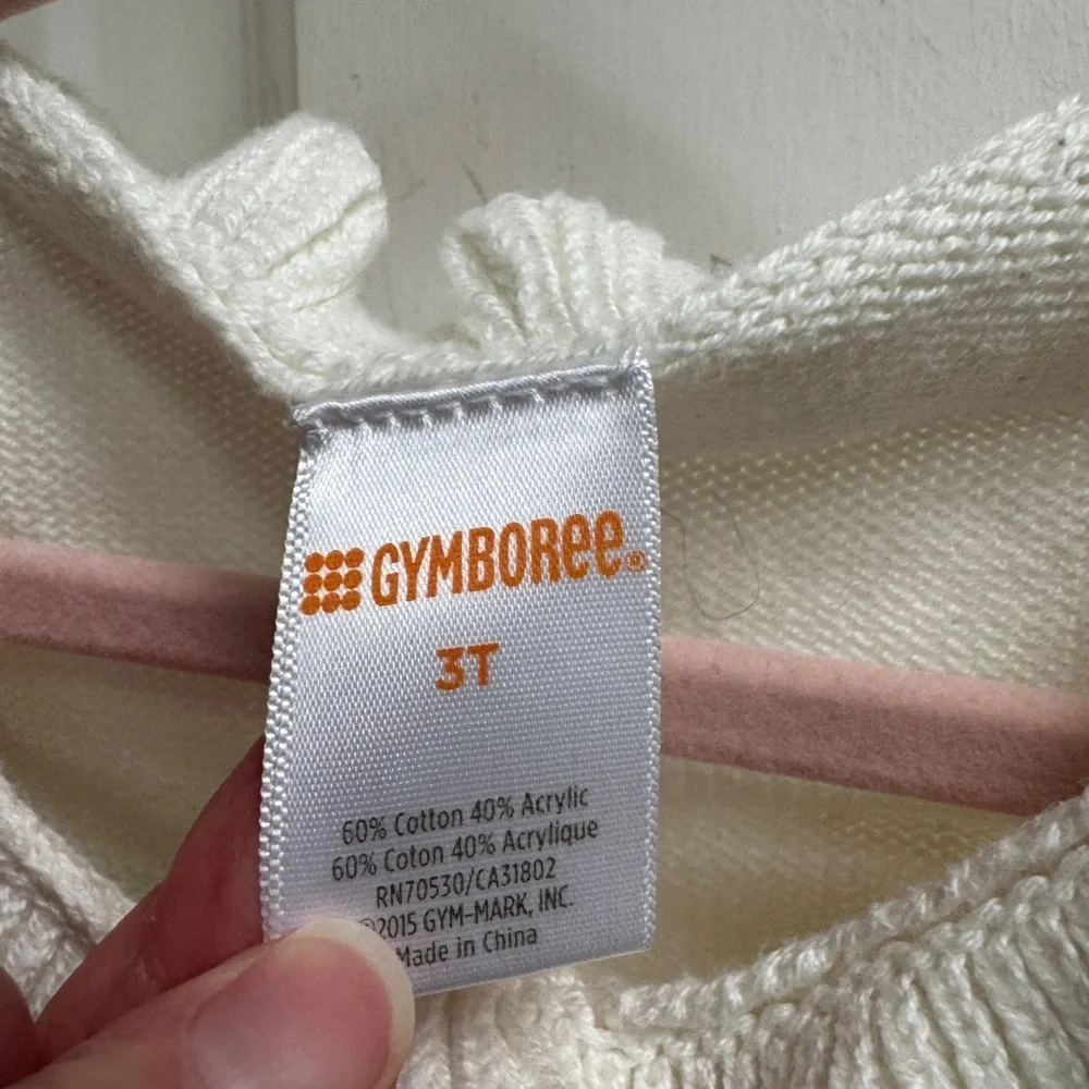 Gymboree 3T Girls Off White Ivory Cream Knit Ruffle Cardigan Sweater